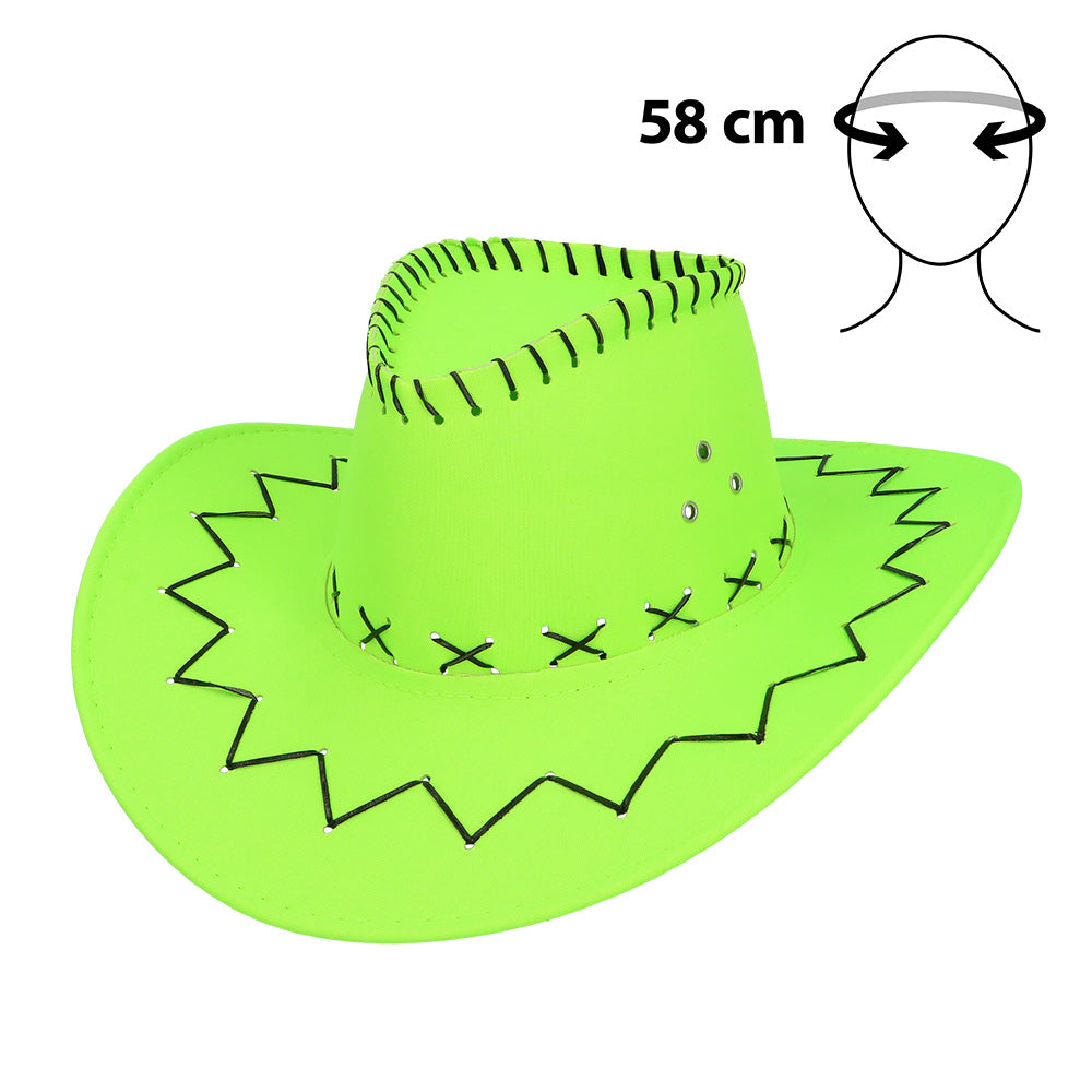 Chapeau Cowboy Fluo UV Blacklight - Déguisement Soirée Festive