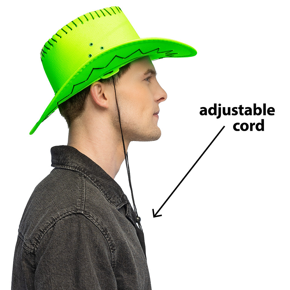 Chapeau Cowboy Fluo UV Blacklight - Déguisement Soirée Festive