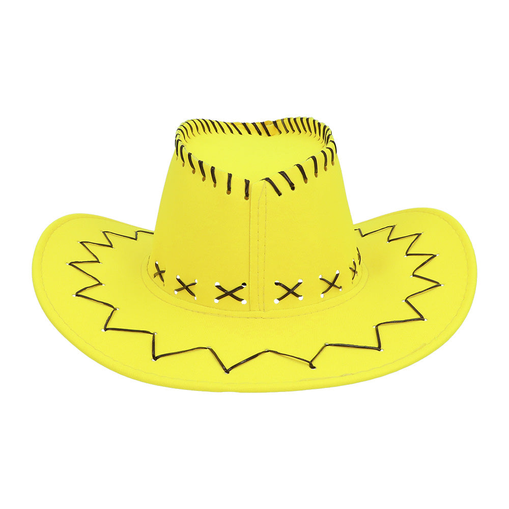 Chapeau Cowboy Jaune Fluo UV Blacklight - Déguisement Festif
