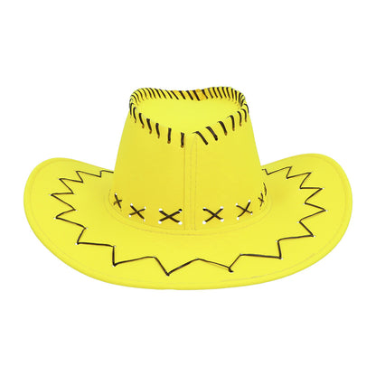 Chapeau Cowboy Jaune Fluo UV Blacklight - Déguisement Festif