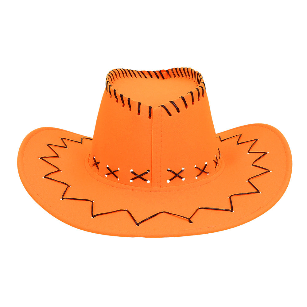 Chapeau Cowboy Orange Fluo UV Blacklight - Déguisement Adulte