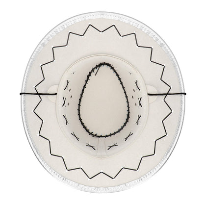 Chapeau Cowboy Métallisé Argent avec Cordon Ajustable