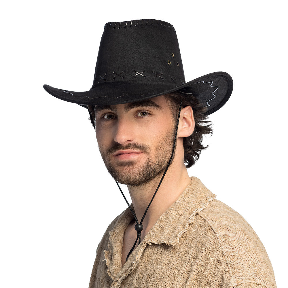 Chapeau Cowboy Noir Suédé - Accessoire Western Adulte