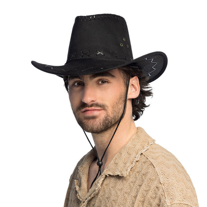 Chapeau Cowboy Noir Suédé - Accessoire Western Adulte