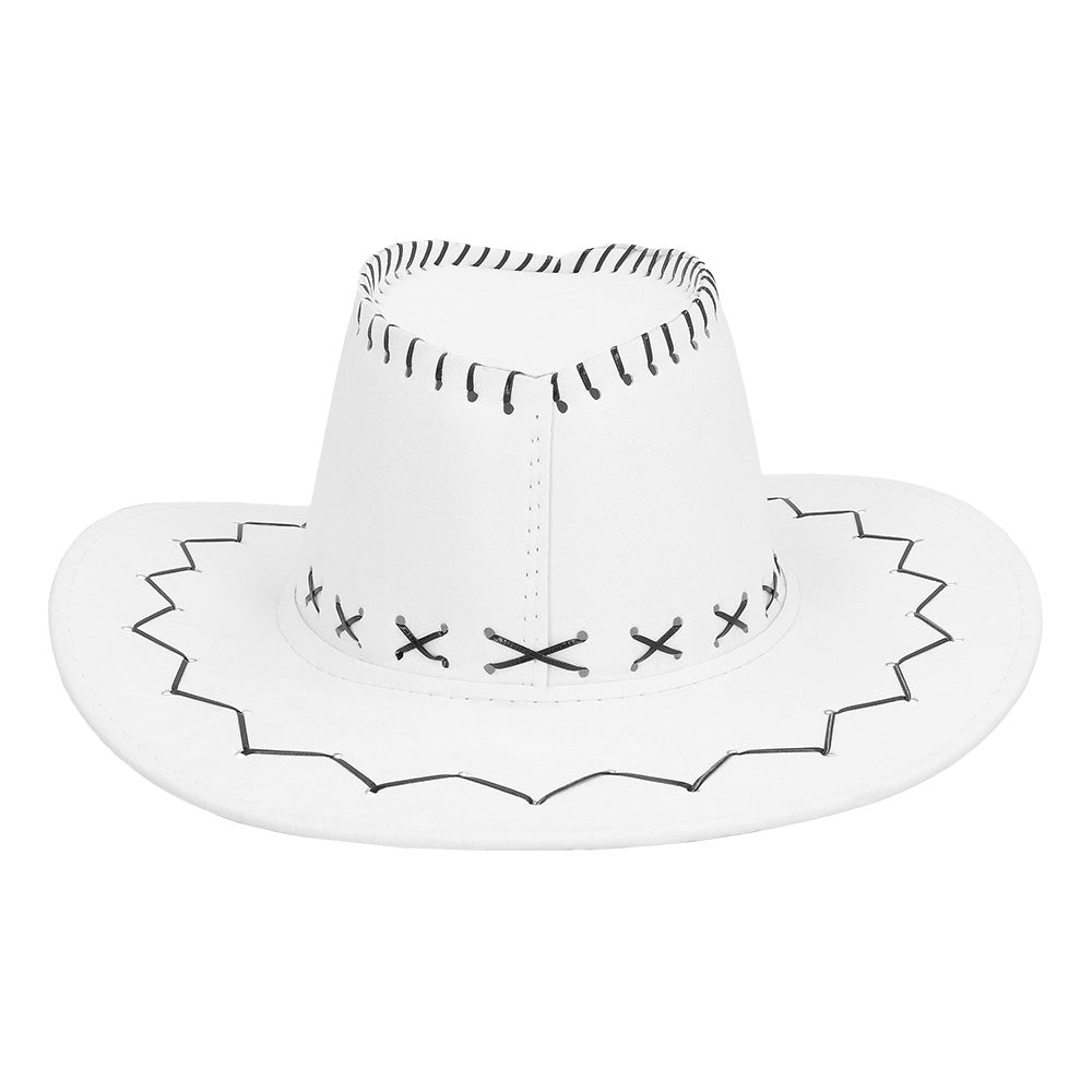 Chapeau Cowboy Blanc Cuir Suédine Adulte
