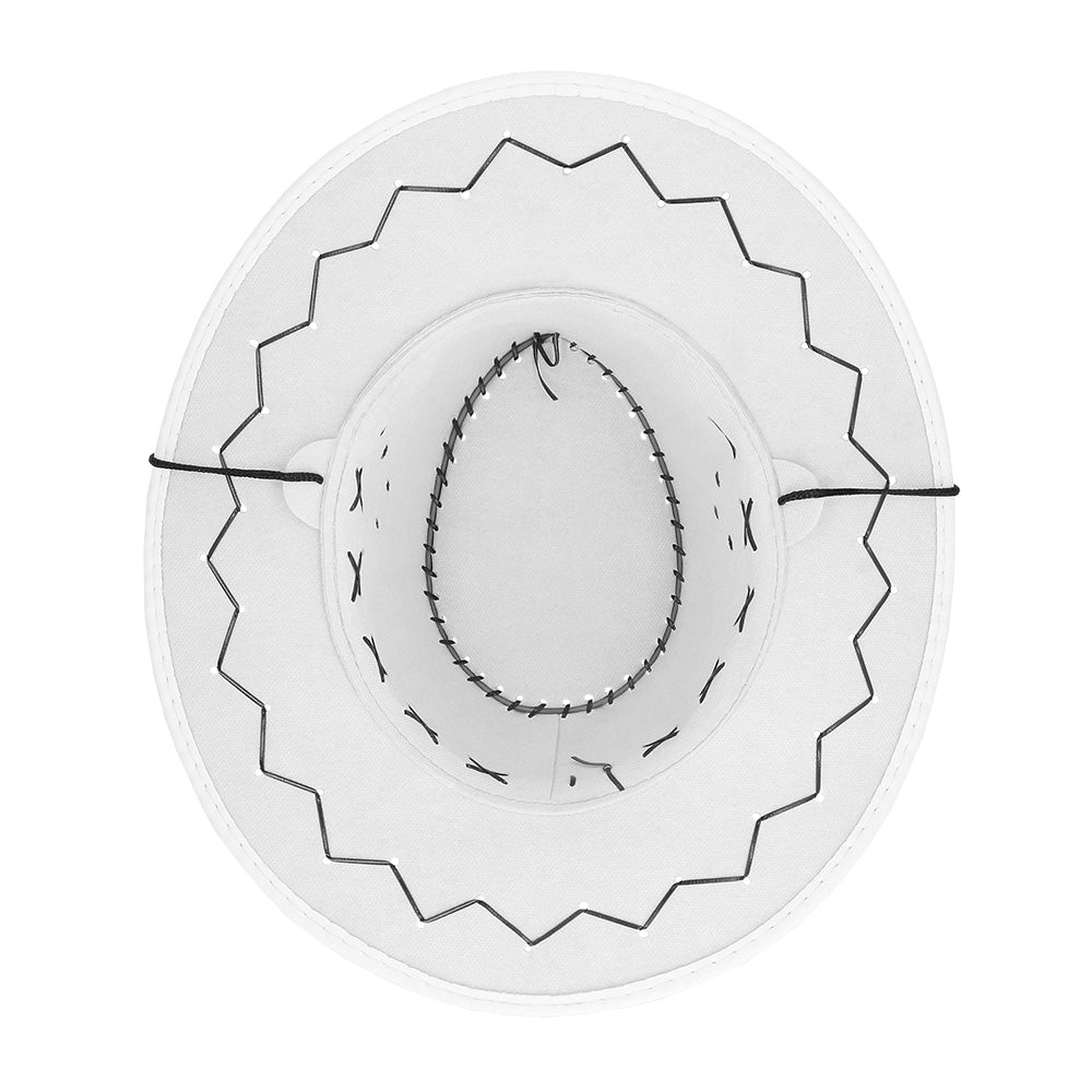 Chapeau Cowboy Blanc Cuir Suédine Adulte