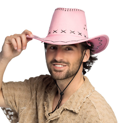Chapeau Cowboy Rose Fuchsia Adulte - Déguisement Far West