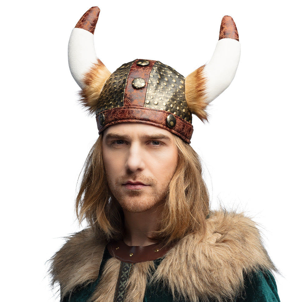 Casque Viking Cornes Blanches - Déguisement Guerrier Nordique