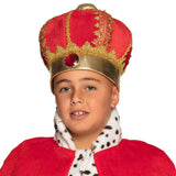 Couronne de Roi Royale Rouge et Or avec Orbe pour Enfant