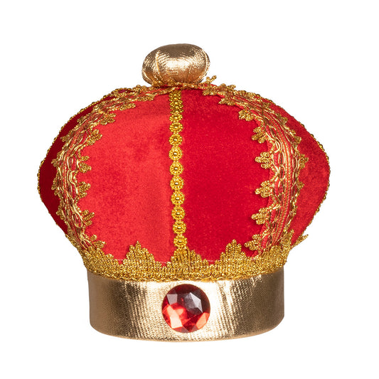 Couronne de Roi Royale Rouge et Or avec Orbe pour Enfant