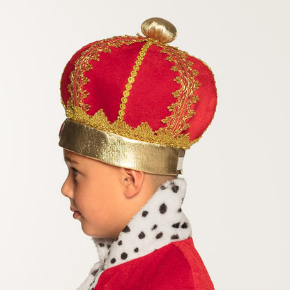 Couronne de Roi Royale Rouge et Or avec Orbe pour Enfant