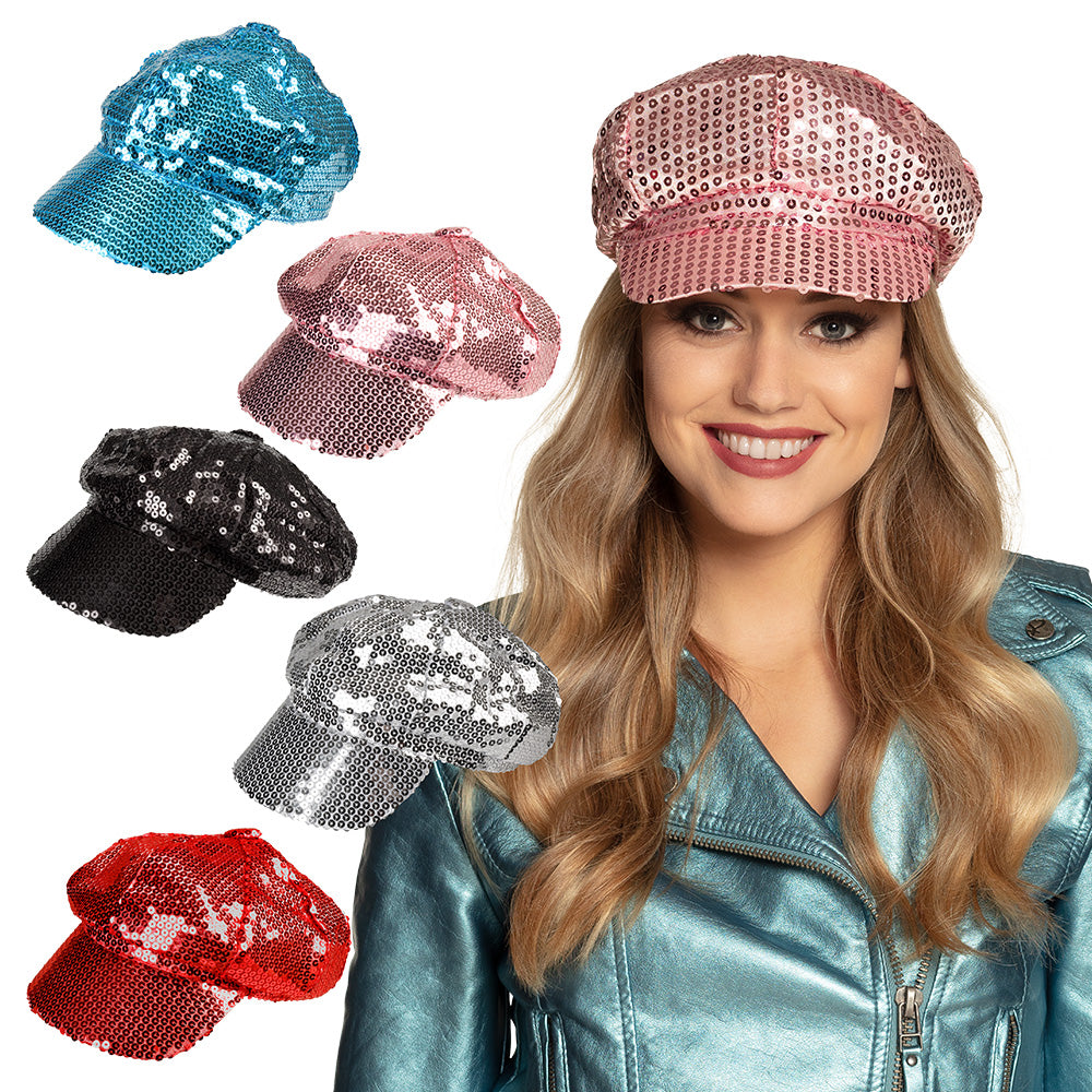 Casquette Paillettes Brillante 6 Couleurs - Déguisement Disco