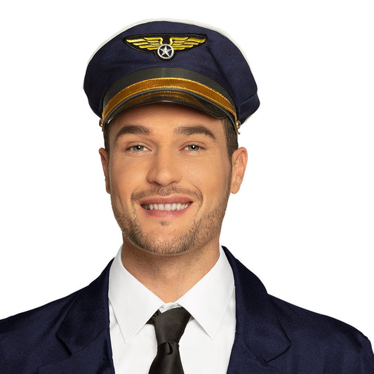 Casquette Pilote Aviateur Bleu Marine - Déguisement Aérien