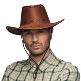 Chapeau Cowboy Marron Cuir Suédé Adulte Western