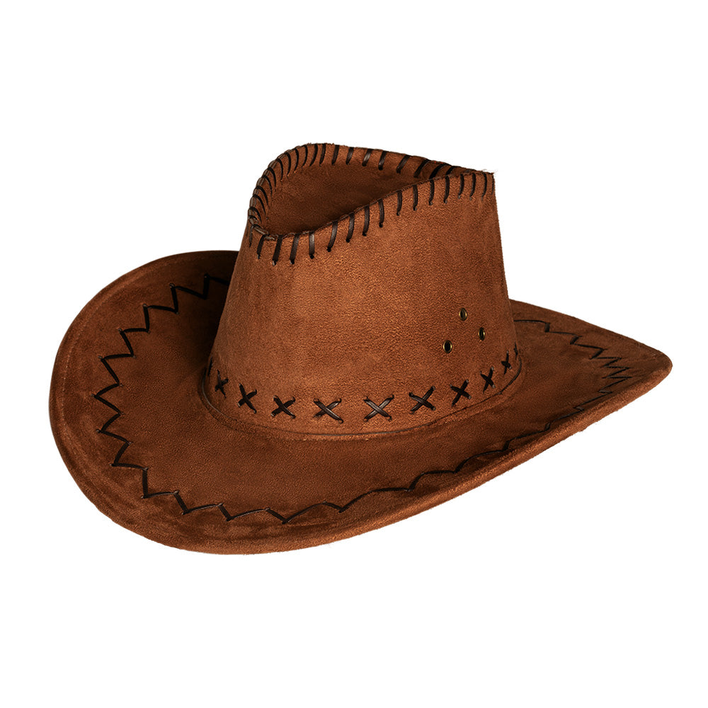 Chapeau Cowboy Marron Cuir Suédé Adulte Western