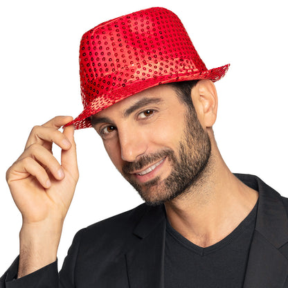 Chapeau Haut de Forme Paillettes Rouges - Accessoire Déguisement