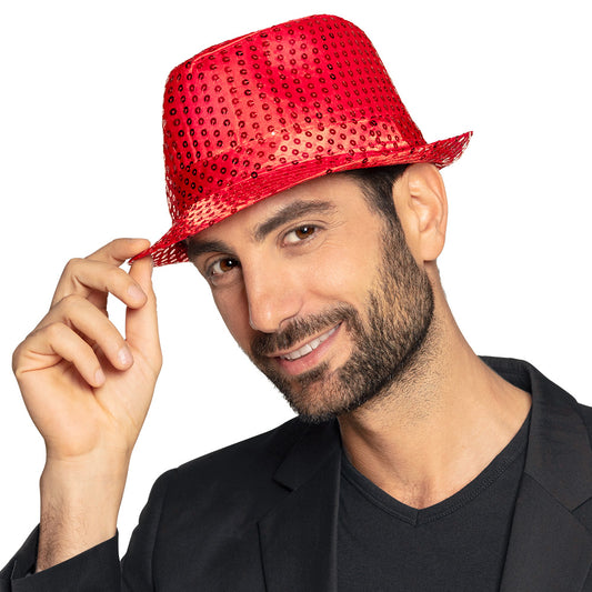 Chapeau Haut de Forme Paillettes Rouges - Accessoire Déguisement