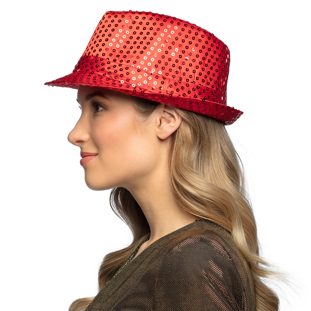 Chapeau Haut de Forme Paillettes Rouges - Accessoire Déguisement