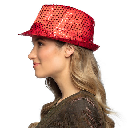Chapeau Haut de Forme Paillettes Rouges - Accessoire Déguisement
