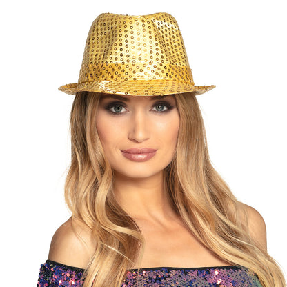 Chapeau Paillettes Doré Adulte - Style Disco & Fête