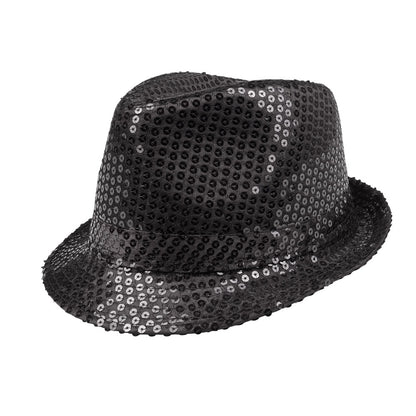Chapeau Haut de Forme Paillettes Noir - Accessoire Déguisement