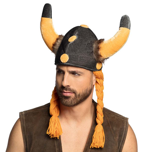 Casque Viking Cornes Or - Déguisement Guerrier Nordique