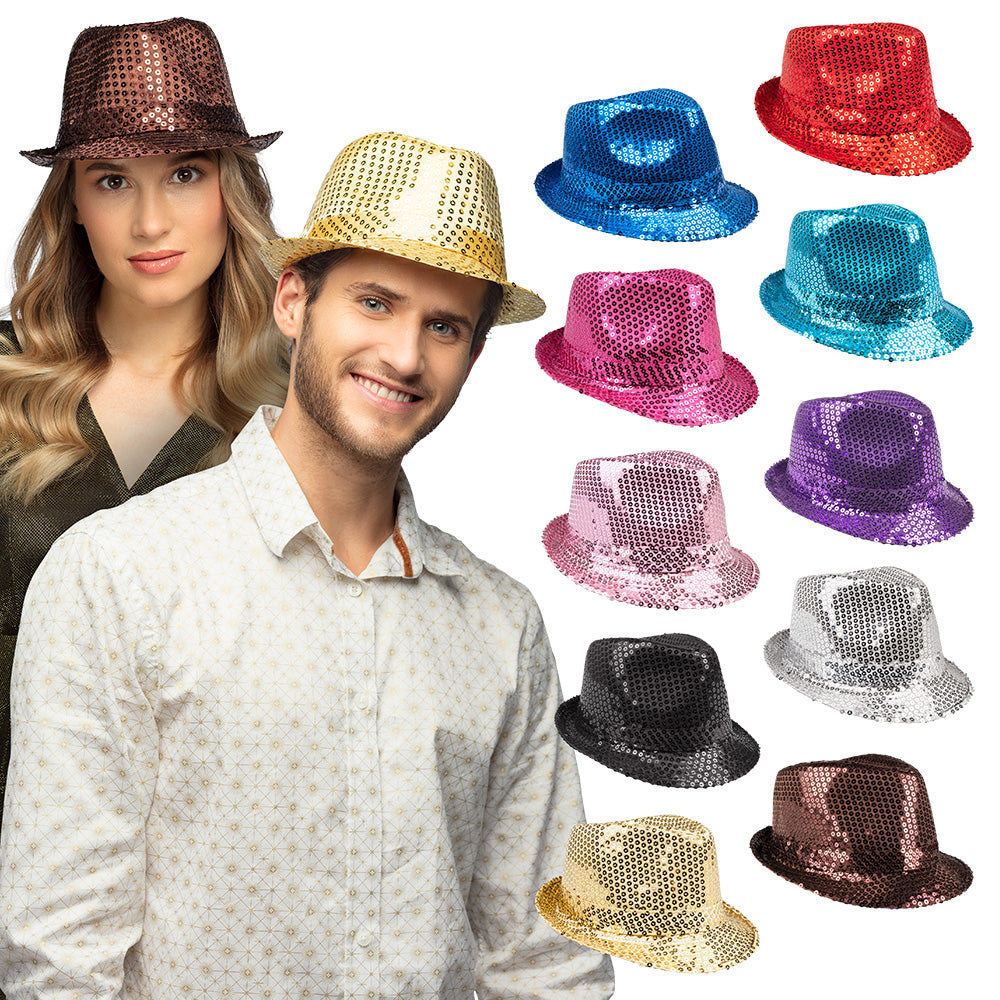Chapeau Haut de Forme Paillettes - 12 Couleurs Assorties