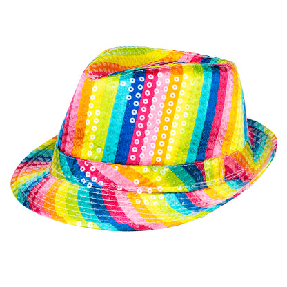 Chapeau Paillettes Arc-en-ciel - Déguisement Disco & Fête