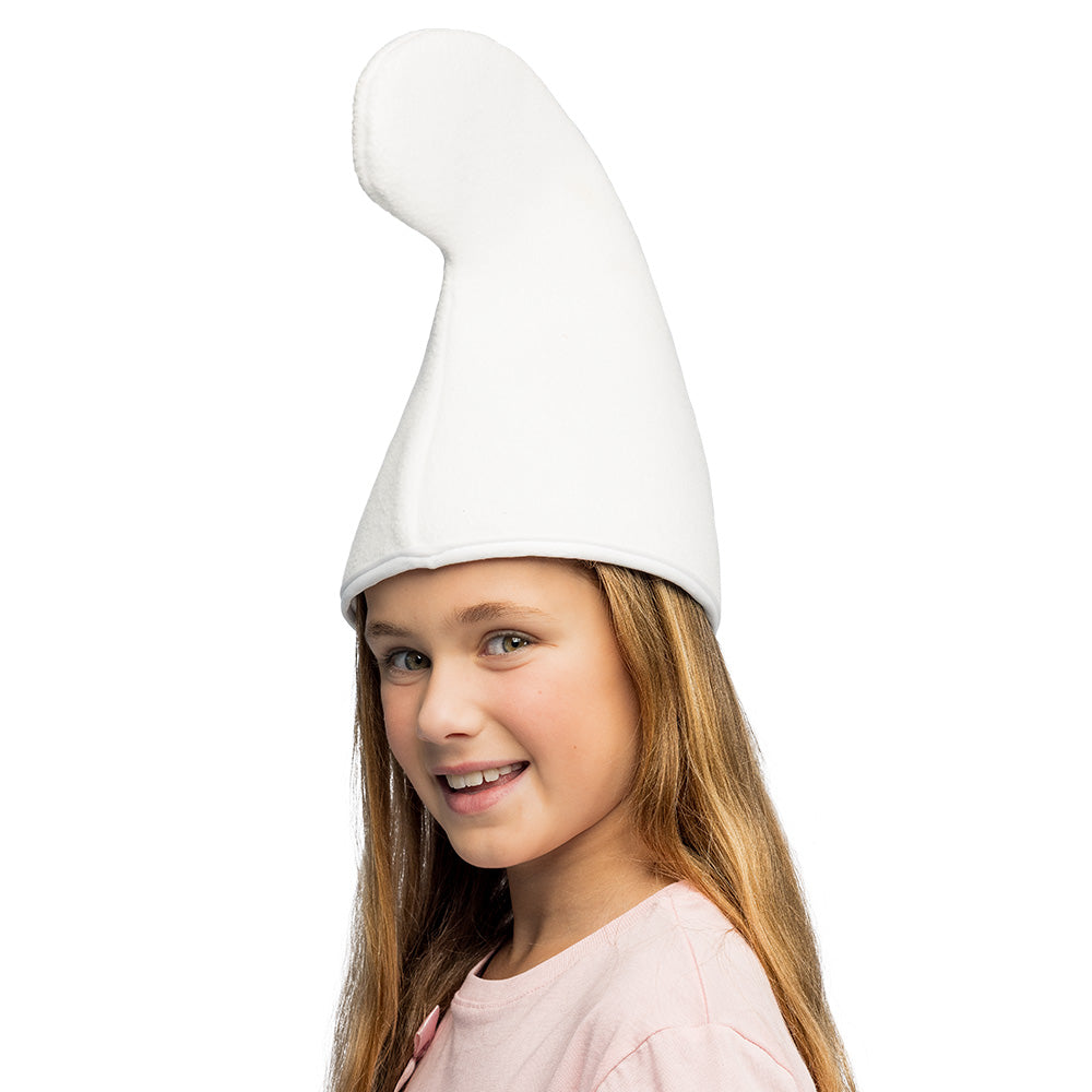 Bonnet Lutin Blanc - Chapeau de Gnome Pointu Enfant et Adulte