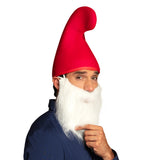 Bonnet de Gnome Rouge avec Fausse Barbe Blanche Déguisement