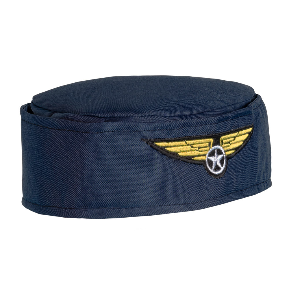 Toque Hôtesse de l'Air Bleu Marine avec Ailes Dorées