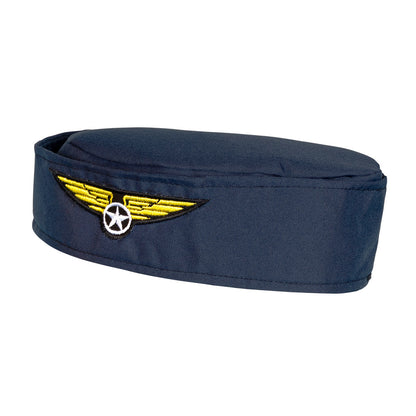 Toque Hôtesse de l'Air Bleu Marine avec Ailes Dorées