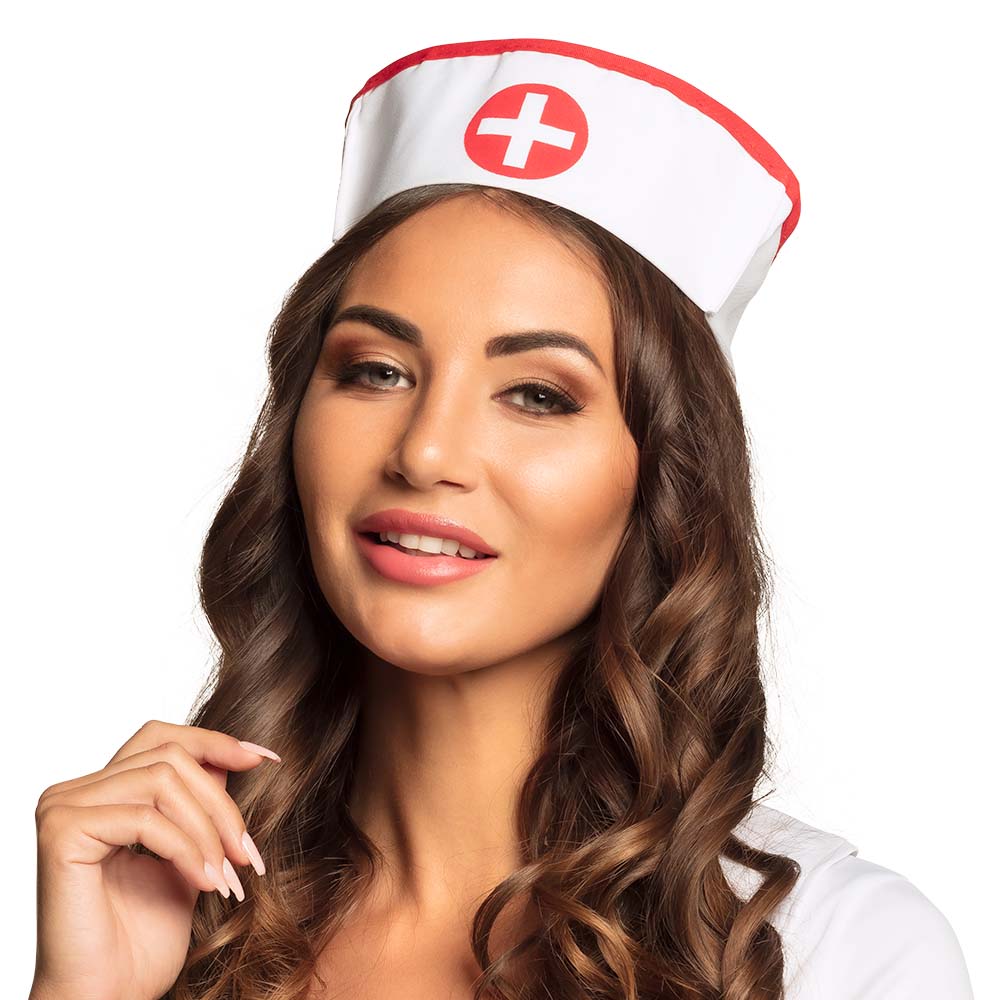Infirmière Chic - Coiffe Blanche et Rouge Déguisement
