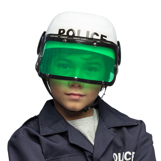 Casque Police Enfant avec Visière Verte - Déguisement Amusant