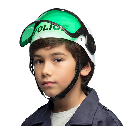 Casque Police Enfant avec Visière Verte - Déguisement Amusant