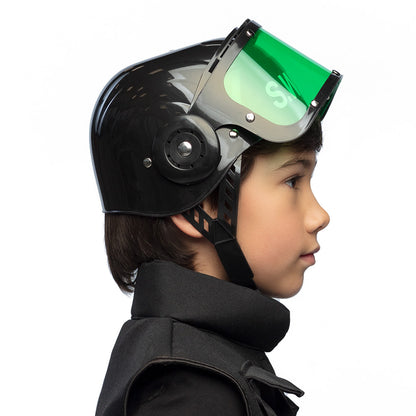 Casque SWAT Enfant - Accessoire Policier Noir avec Visière Verte