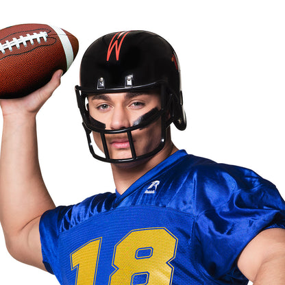 Casque Football Américain Noir avec Logo W - Déguisement Adulte