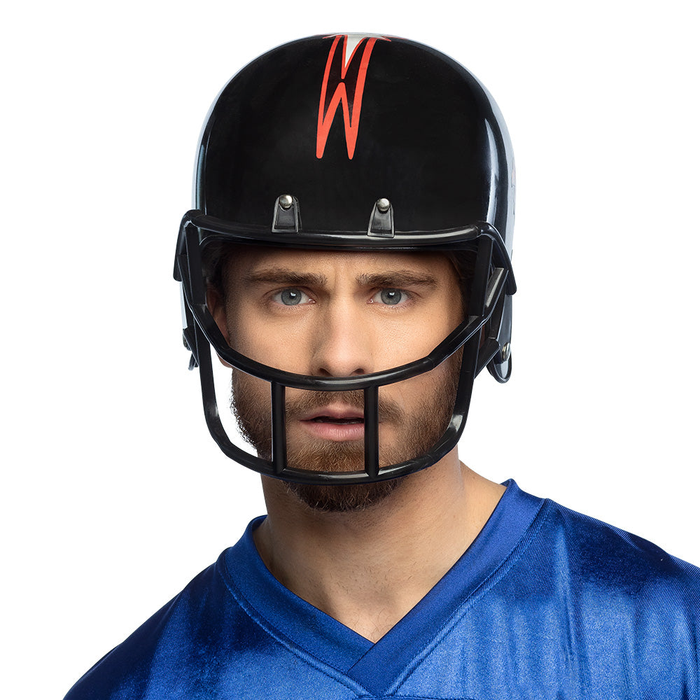 Casque Football Américain Noir avec Logo W - Déguisement Adulte
