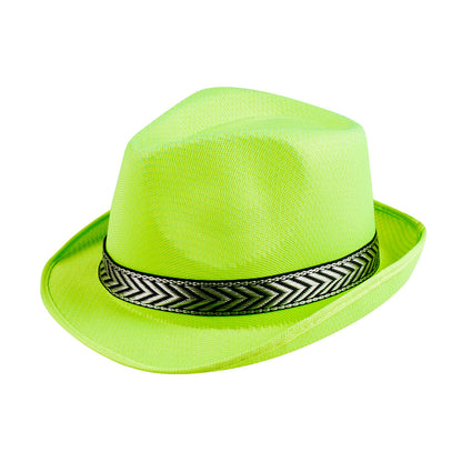 Chapeau Cowboy Néon Fluo Vert avec Ruban Noir - Déguisement