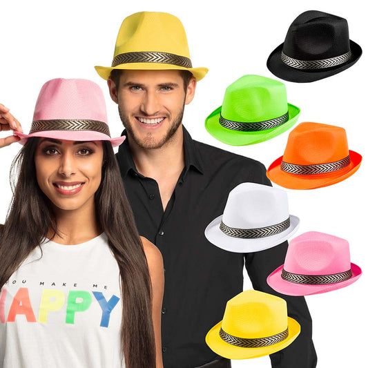 Chapeau Paille Coloré Adulte avec Bande Imprimée