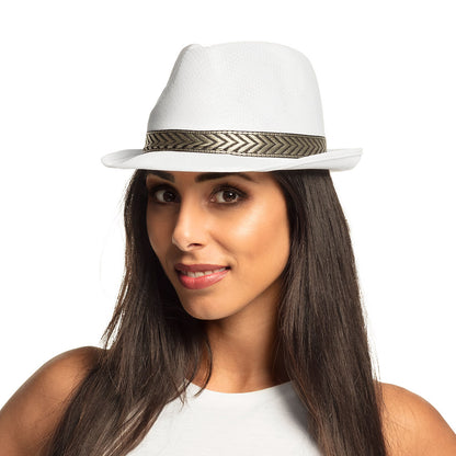 Chapeau Paille Coloré Adulte avec Bande Imprimée