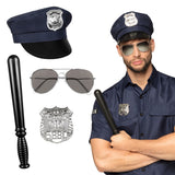 Kit Déguisement Policier Complet - Casquette, Badge, Matraque & Lunettes