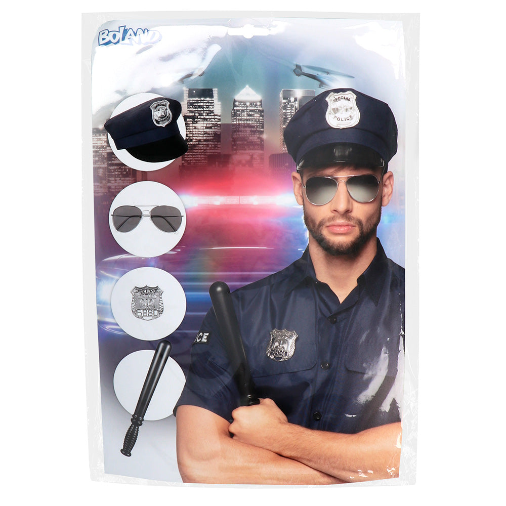 Kit Déguisement Policier Complet - Casquette, Badge, Matraque & Lunettes