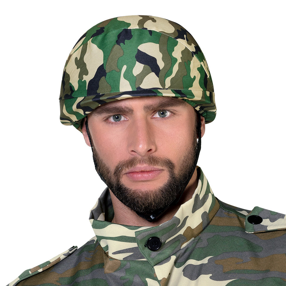 Casque Militaire Camouflage Woodland avec Housse Tissu