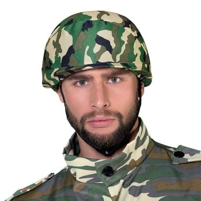 Casque Militaire Camouflage Woodland avec Housse Tissu