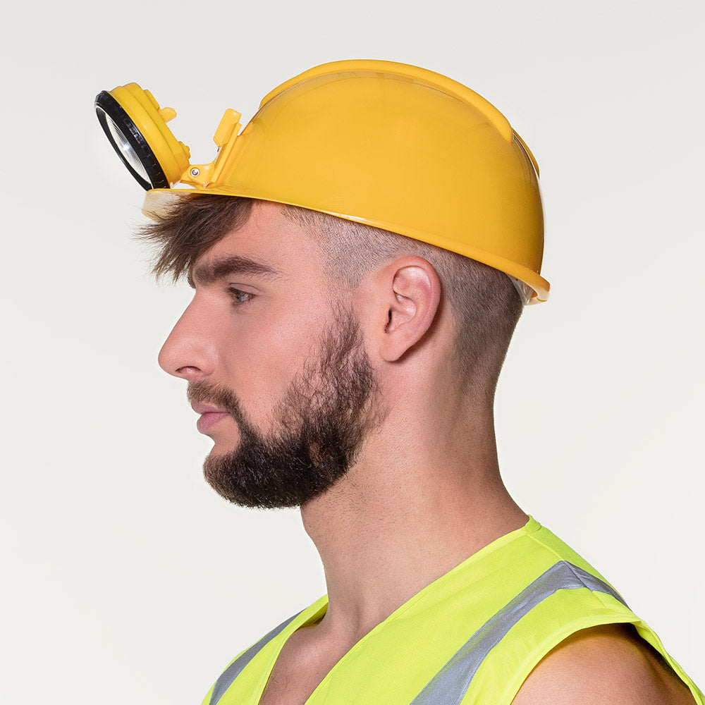 Casque de Mineur avec Lampe LED Frontale - Déguisement Ouvrier
