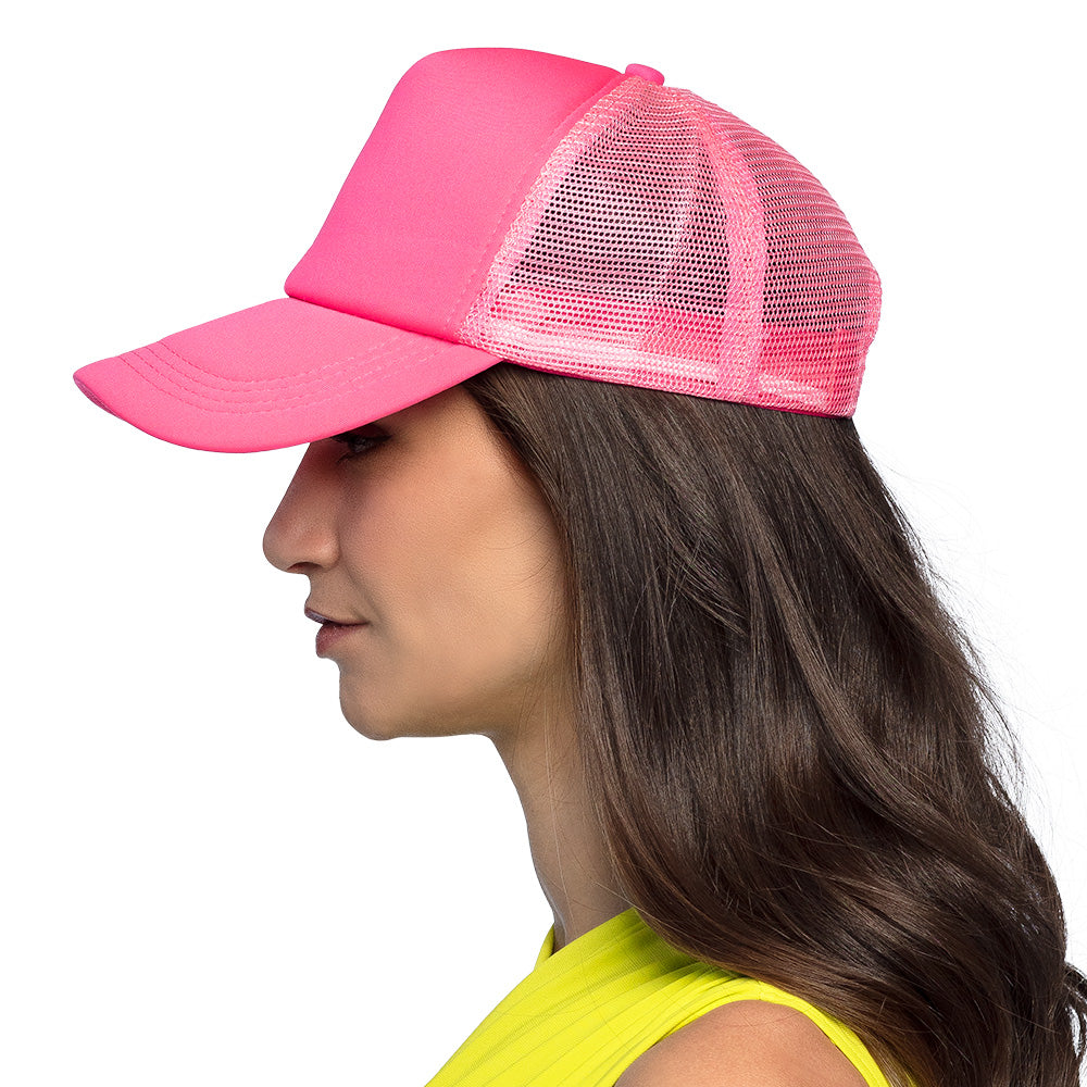 Casquette Trucker Rose Fluo Filet - UV Blacklight