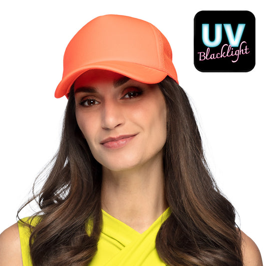 Casquette Filet Orange Fluo UV Blacklight Party