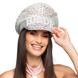 Chapeau Cowgirl Blanc Strass – Accessoire de Fête Glamour