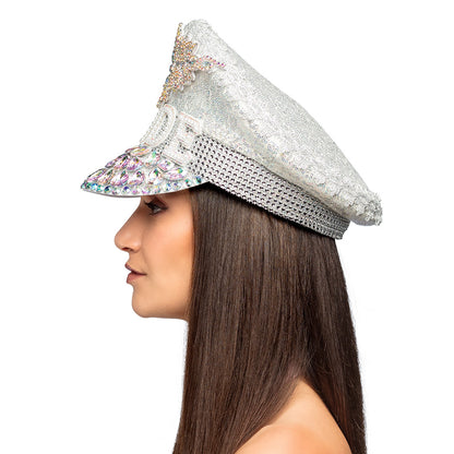 Chapeau Cowgirl Blanc Strass – Accessoire de Fête Glamour